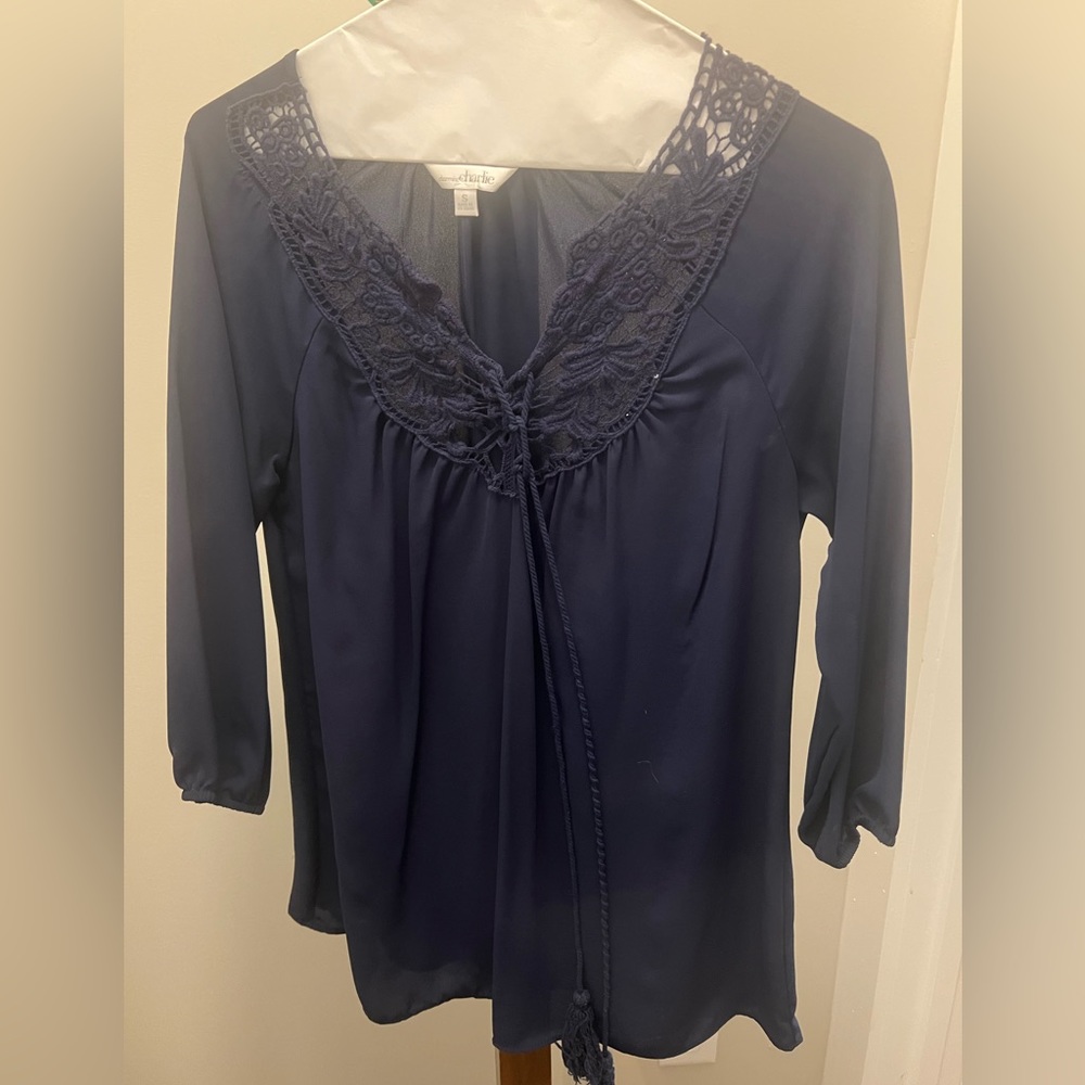 Charming Charlie blouse with tassels